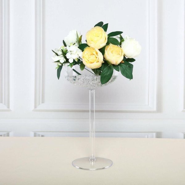 Glass & Metal Floral Vases |   4 Pack 18″ Long Stem Clear Plastic Champagne Glass Flower Vases With Fillable Stems, Wedding Centerpieces Chargers & Centerpieces Glass & Metal Floral Vases