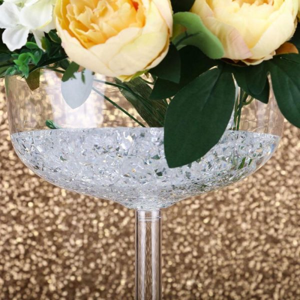 Glass & Metal Floral Vases |   4 Pack 18″ Long Stem Clear Plastic Champagne Glass Flower Vases With Fillable Stems, Wedding Centerpieces Chargers & Centerpieces Glass & Metal Floral Vases