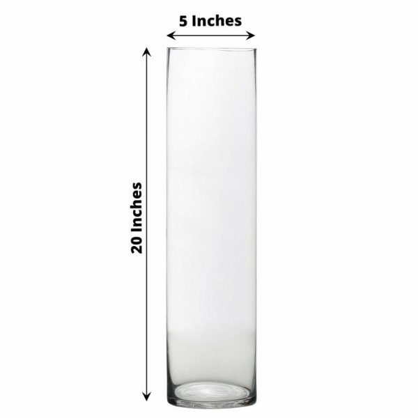 Glass & Metal Floral Vases |   6 Pack 20″ Tall Heavy Duty Clear Cylinder Glass Flower Vases Chargers & Centerpieces Glass & Metal Floral Vases