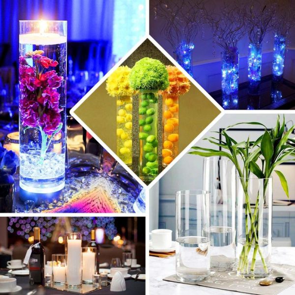 Glass & Metal Floral Vases |   6 Pack 20″ Tall Heavy Duty Clear Cylinder Glass Flower Vases Chargers & Centerpieces Glass & Metal Floral Vases