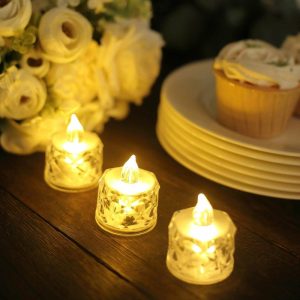 LED & Wax Candles |   12 Pack 2″ Warm White Diamond Style Flameless LED Tealight Candles, Decorative Battery-Operated Tea Lights LED & Wax Candles LED & Wax Candles