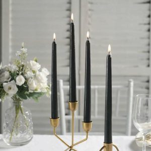 LED & Wax Candles |   12 Pack Black 10″ Premium Wax Taper Candles, Unscented Candles LED & Wax Candles Black