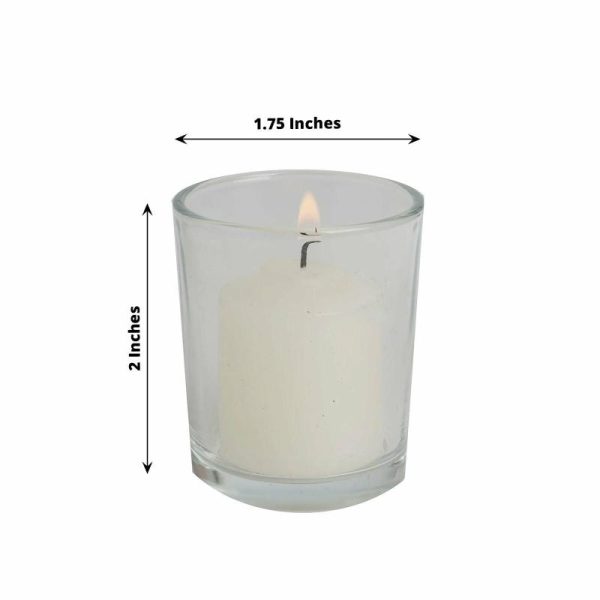 LED & Wax Candles |   12 Pack Ivory Votive Candle and Clear Glass Votive Holder Candle Set LED & Wax Candles Ivory