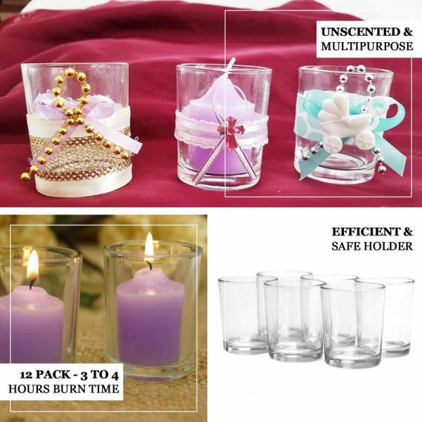 LED & Wax Candles |   12 Pack Ivory Votive Candle and Clear Glass Votive Holder Candle Set LED & Wax Candles Ivory