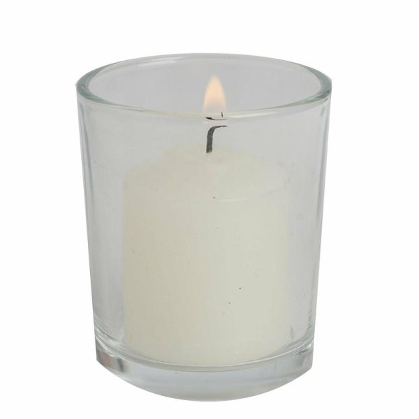 LED & Wax Candles |   12 Pack Ivory Votive Candle and Clear Glass Votive Holder Candle Set LED & Wax Candles Ivory