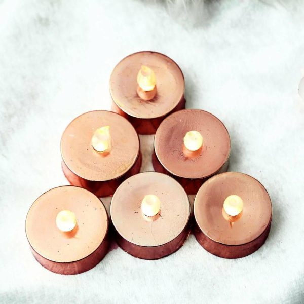 LED & Wax Candles |   12 Pack Metallic Rose Gold Flameless LED Tealight Candles, Battery Operated Reusable Candles LED & Wax Candles Blush