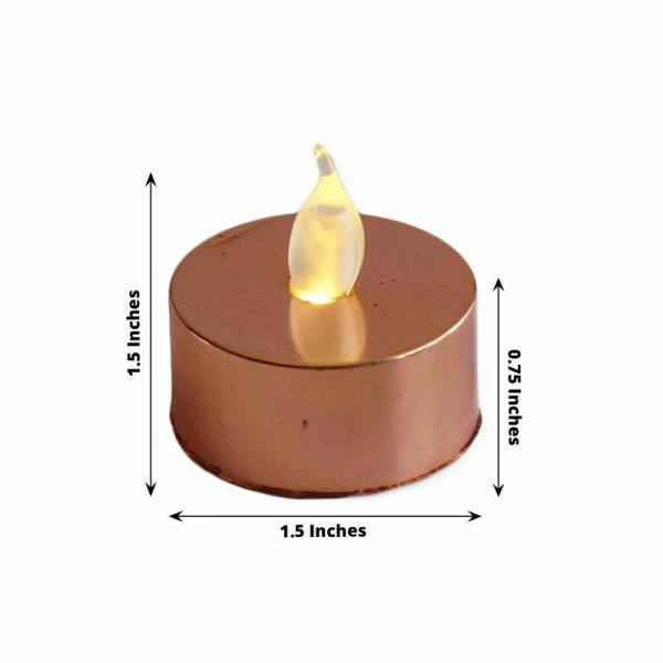 LED & Wax Candles |   12 Pack Metallic Rose Gold Flameless LED Tealight Candles, Battery Operated Reusable Candles LED & Wax Candles Blush