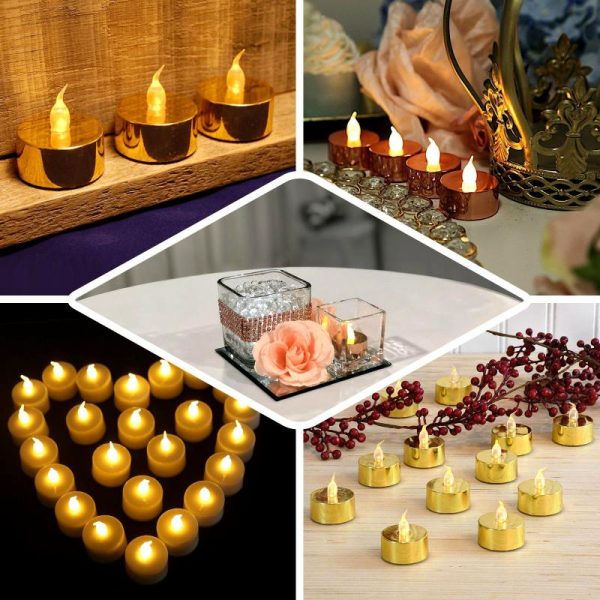 LED & Wax Candles |   12 Pack Metallic Rose Gold Flameless LED Tealight Candles, Battery Operated Reusable Candles LED & Wax Candles Blush