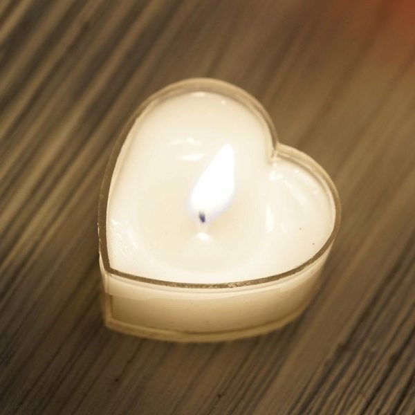 LED & Wax Candles |   12 Pack Mini White Heart Shaped Tealight Candles, Valentines Decor LED & Wax Candles LED & Wax Candles