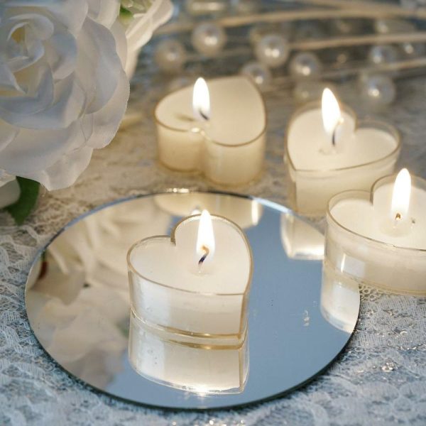 LED & Wax Candles |   12 Pack Mini White Heart Shaped Tealight Candles, Valentines Decor LED & Wax Candles LED & Wax Candles