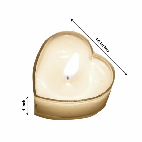 LED & Wax Candles |   12 Pack Mini White Heart Shaped Tealight Candles, Valentines Decor LED & Wax Candles LED & Wax Candles