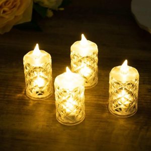 LED & Wax Candles |   12 Pack Warm White Diamond Cut Flameless LED Candles, 3″ Decorative Battery Operated Tealight Candles LED & Wax Candles LED & Wax Candles