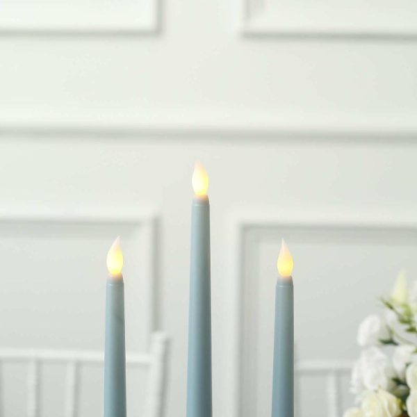 LED & Wax Candles |   3 Pack 11″ Dusty Blue Unscented Flickering Flameless LED Taper Candles LED & Wax Candles Dusty Blue