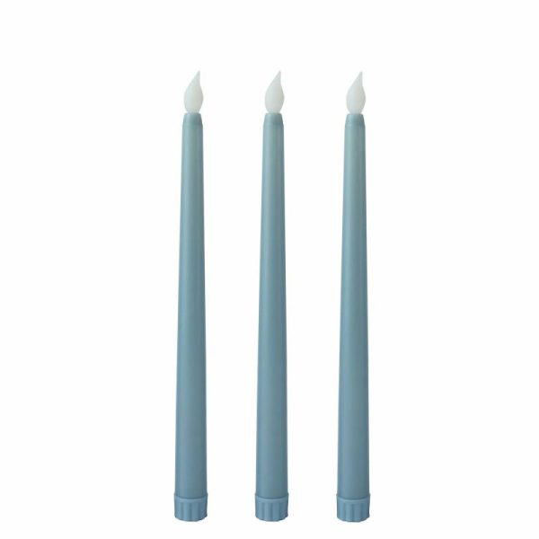 LED & Wax Candles |   3 Pack 11″ Dusty Blue Unscented Flickering Flameless LED Taper Candles LED & Wax Candles Dusty Blue