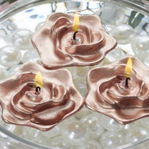 LED & Wax Candles |   4 Pack 2.5″ Rose Gold Rose Flower Floating Candles, Wedding Vase Fillers LED & Wax Candles LED & Wax Candles