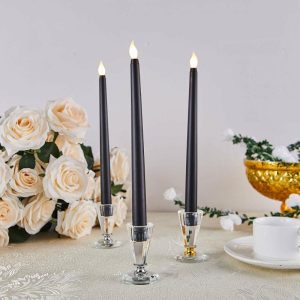 LED & Wax Candles |   Set of 3 11″ Black Flickering Flameless LED Taper Candles, Battery Operated Reusable Candles LED & Wax Candles Black