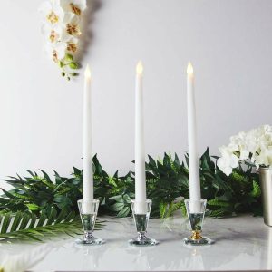 LED & Wax Candles |   Set of 3 11″ White Flickering Flameless LED Taper Candles, Battery Operated Reusable Candles LED & Wax Candles LED & Wax Candles