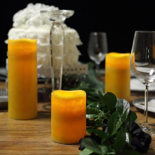 LED & Wax Candles |   Set of 3 Ivory Flameless LED Pillar Candles, Remote Operated Battery Powered – 4″, 6″, 8″ LED & Wax Candles Ivory