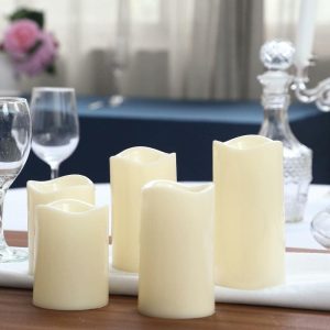 LED & Wax Candles |   Set of 5 Ivory Flickering Flameless LED Pillar Candles, Color Changing Battery Operated Candles With Remote – 4″, 5″, 6″ LED & Wax Candles LED & Wax Candles