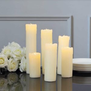 LED & Wax Candles |   Set of 6 Warm White Flameless Flicker Battery Operated Pillar Candles, Dripping Wax Luminaria Holiday Candles LED & Wax Candles LED & Wax Candles