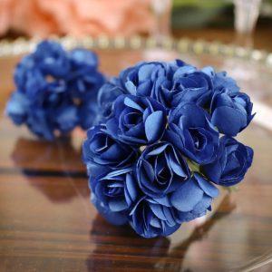 Planters & Supplies |   144 Pack Navy Blue Paper Mini Craft Roses, DIY Craft Flowers With Wired Stem Artificial Flowers & Greens Navy Blue