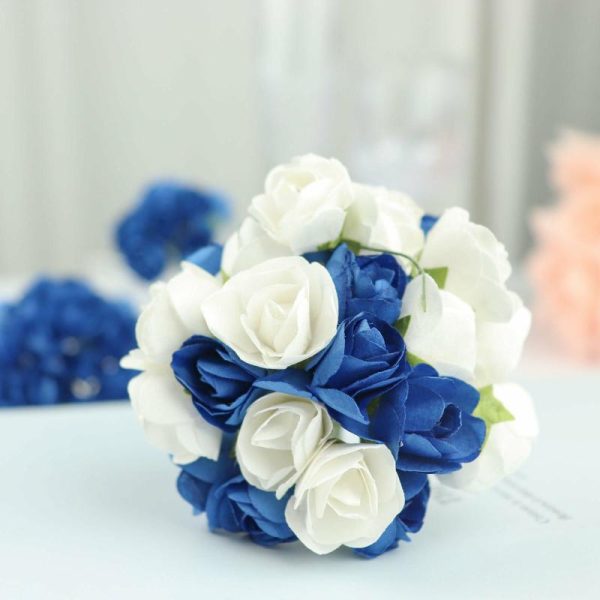 Planters & Supplies |   144 Pack Navy Blue Paper Mini Craft Roses, DIY Craft Flowers With Wired Stem Artificial Flowers & Greens Navy Blue