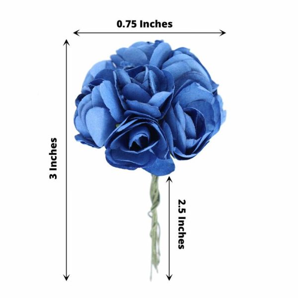 Planters & Supplies |   144 Pack Navy Blue Paper Mini Craft Roses, DIY Craft Flowers With Wired Stem Artificial Flowers & Greens Navy Blue