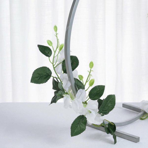 Planters & Supplies |   20″ Silver Round Arch Wedding Centerpiece, Metal Hoop Wreath Tabletop Decor Artificial Flowers & Greens Planters & Supplies