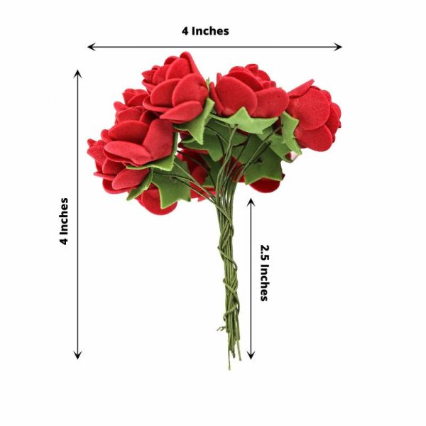 Planters & Supplies |   48 Roses 1″ Burgundy Real Touch Artificial DIY Foam Rose Flowers With Stem, Craft Rose Buds Artificial Flowers & Greens Burgundy