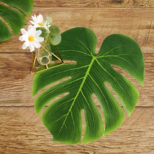 Plants & Pampas |   12 Leaves Green Artificial Decorative Tropical Monstera Palm Leaves Artificial Flowers & Greens Plants & Pampas