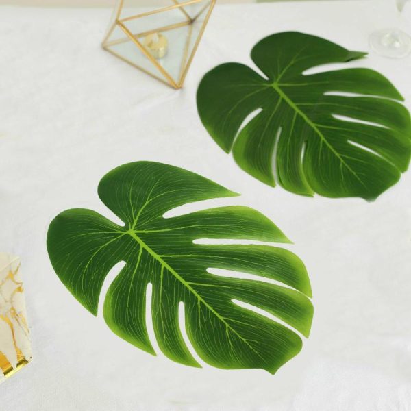 Plants & Pampas |   12 Leaves Green Artificial Decorative Tropical Monstera Palm Leaves Artificial Flowers & Greens Plants & Pampas