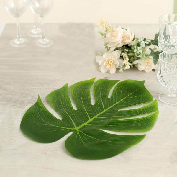 Plants & Pampas |   12 Leaves Green Artificial Decorative Tropical Monstera Palm Leaves Artificial Flowers & Greens Plants & Pampas