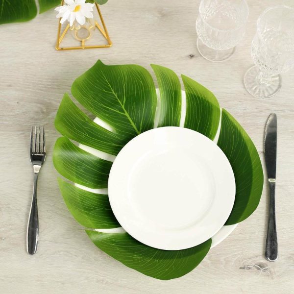 Plants & Pampas |   12 Leaves Green Artificial Decorative Tropical Monstera Palm Leaves Artificial Flowers & Greens Plants & Pampas