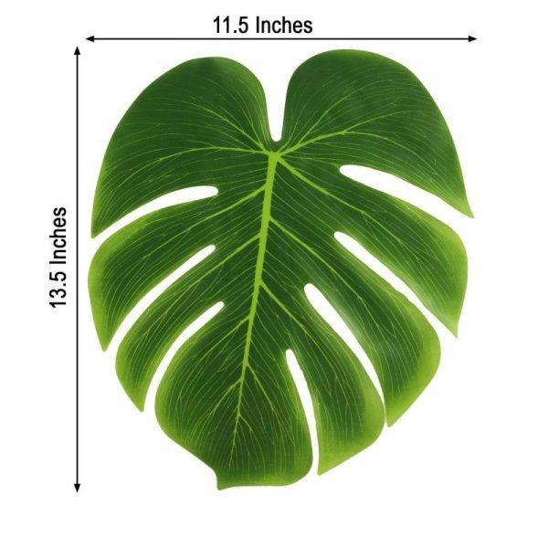 Plants & Pampas |   12 Leaves Green Artificial Decorative Tropical Monstera Palm Leaves Artificial Flowers & Greens Plants & Pampas