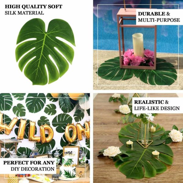 Plants & Pampas |   12 Leaves Green Artificial Decorative Tropical Monstera Palm Leaves Artificial Flowers & Greens Plants & Pampas