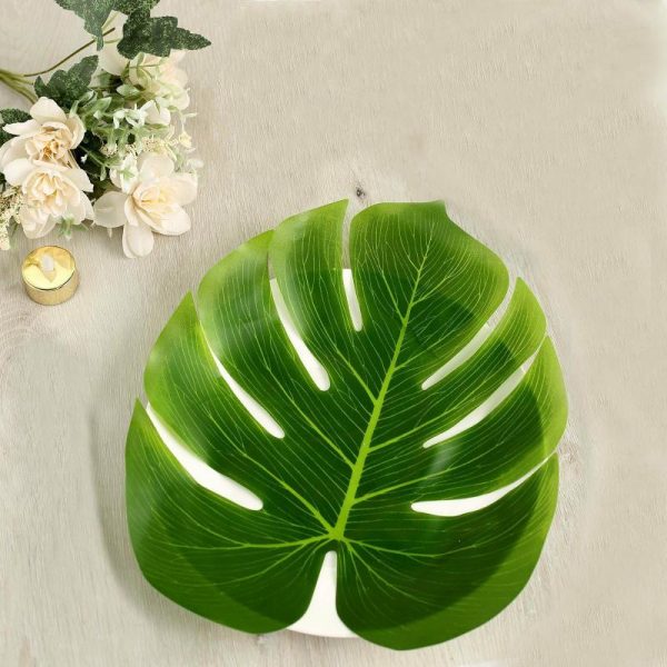 Plants & Pampas |   12 Leaves Green Artificial Decorative Tropical Monstera Palm Leaves Artificial Flowers & Greens Plants & Pampas