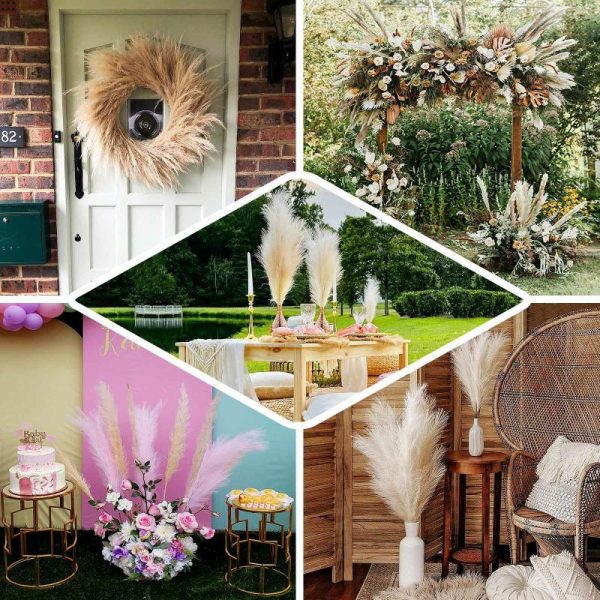 Plants & Pampas |   3 Stems 44″ Cream Artificial Pampas Grass Plant Sprays, Faux Branches Vase Flower Arrangement Artificial Flowers & Greens Cream