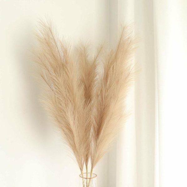 Plants & Pampas |   3 Stems 44″ Taupe Artificial Pampas Grass Plant Sprays, Faux Branches Vase Flower Arrangement Artificial Flowers & Greens Plants & Pampas