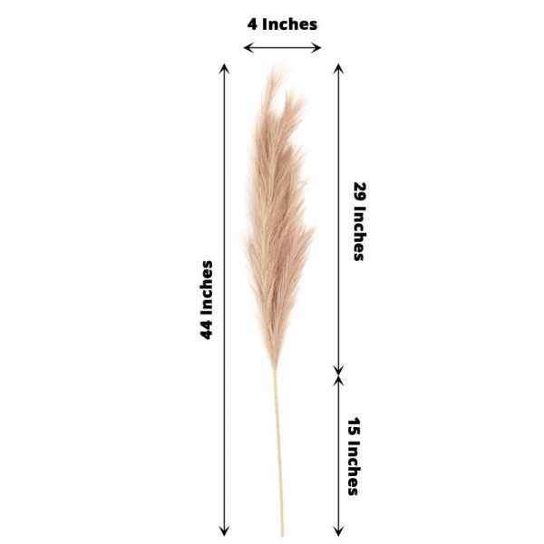 Plants & Pampas |   3 Stems 44″ Taupe Artificial Pampas Grass Plant Sprays, Faux Branches Vase Flower Arrangement Artificial Flowers & Greens Plants & Pampas