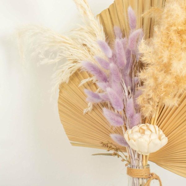 Plants & Pampas |   50 Pack 15″ Lavender Lilac Rabbit Tail Dried Pampas Grass Stem Bouquets, Boho Flower Arrangement Sprays Artificial Flowers & Greens Lavender