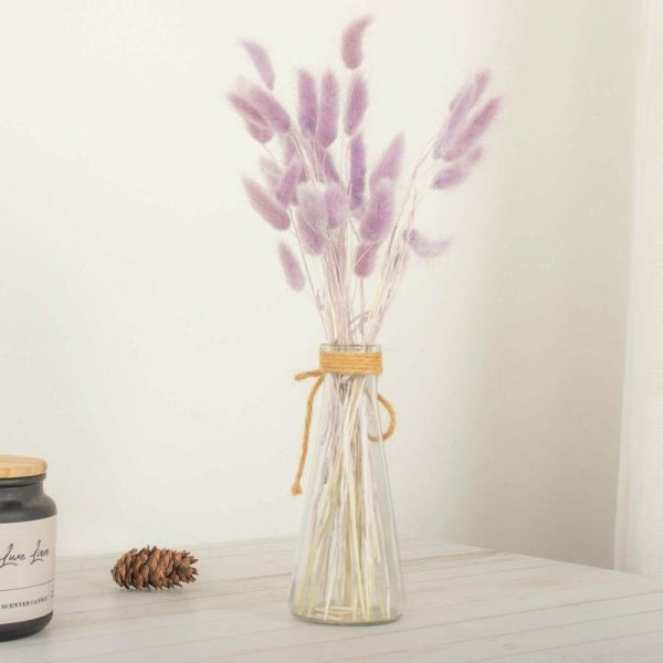 Plants & Pampas |   50 Pack 15″ Lavender Lilac Rabbit Tail Dried Pampas Grass Stem Bouquets, Boho Flower Arrangement Sprays Artificial Flowers & Greens Lavender