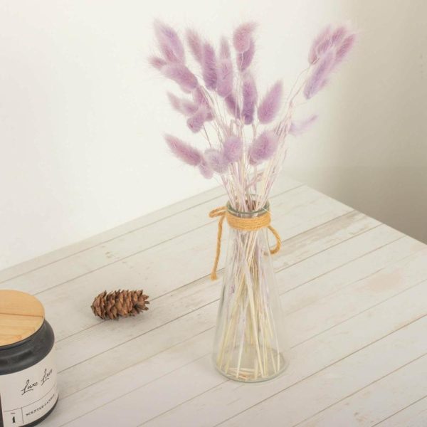 Plants & Pampas |   50 Pack 15″ Lavender Lilac Rabbit Tail Dried Pampas Grass Stem Bouquets, Boho Flower Arrangement Sprays Artificial Flowers & Greens Lavender