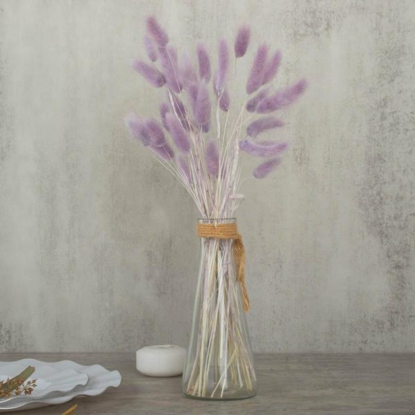 Plants & Pampas |   50 Pack 15″ Lavender Lilac Rabbit Tail Dried Pampas Grass Stem Bouquets, Boho Flower Arrangement Sprays Artificial Flowers & Greens Lavender