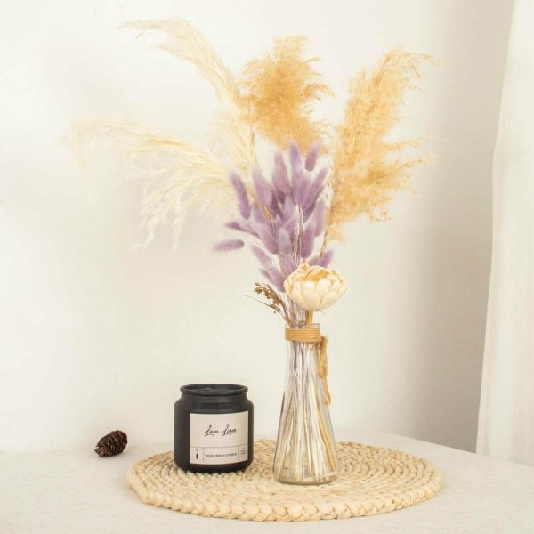 Plants & Pampas |   50 Pack 15″ Lavender Lilac Rabbit Tail Dried Pampas Grass Stem Bouquets, Boho Flower Arrangement Sprays Artificial Flowers & Greens Lavender