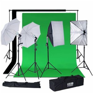 Professional Stage Lighting |   1200W White Umbrella Continuous Lighting Photo Video Studio Kit With Soft Box Reflectors and Muslin Chromakey Backgrounds LED Lightings Professional Stage Lighting