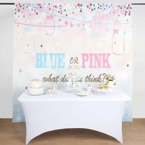 Professional Stage Lighting |   8ftx8ft Gender Reveal “Blue Or Pink” Vinyl Photo Shoot Backdrop LED Lightings Pink