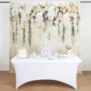 Professional Stage Lighting |   8ftx8ft White Rose and Flowers Floral Print Vinyl Photography Backdrop LED Lightings Professional Stage Lighting