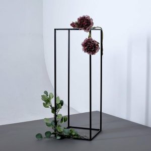 Props, Columns & Pedestals |   2 Pack 32″ Rectangular Matte Black Metal Wedding Flower Stand, Geometric Column Frame Centerpiece Event Props Black