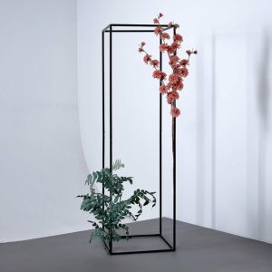 Props, Columns & Pedestals |   2 Pack 48″ Rectangular Matte Black Metal Wedding Flower Stand, Geometric Column Frame Centerpiece Event Props Black