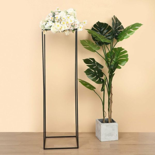 Props, Columns & Pedestals |   2 Pack 48″ Rectangular Matte Black Metal Wedding Flower Stand, Geometric Column Frame Centerpiece Event Props Black